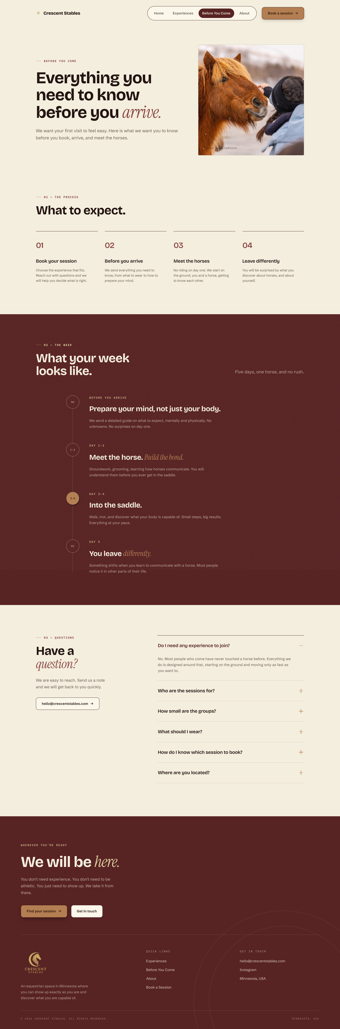 Version 2 Before You Come page