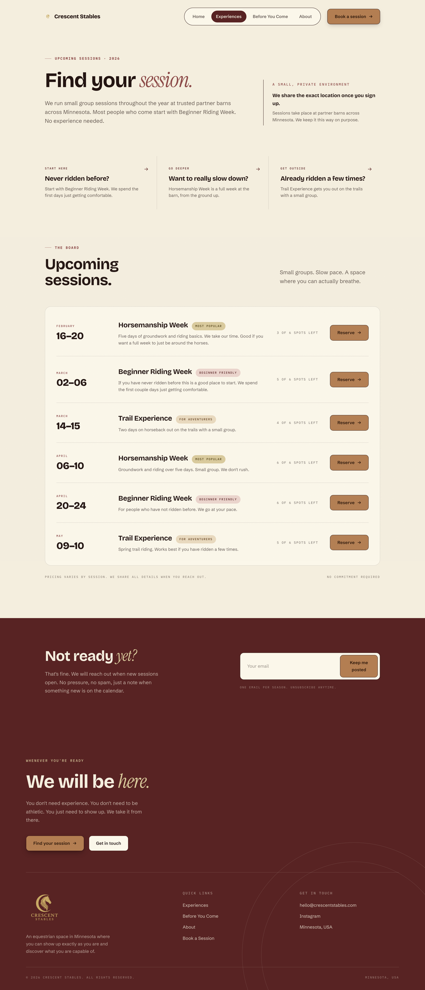 Version 2 experiences page